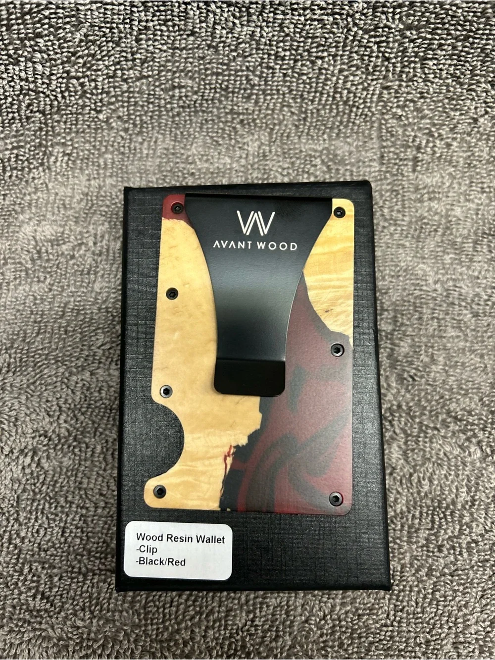 Avantwood wood & resin minimalist card wallet with RFID blocking and money clip